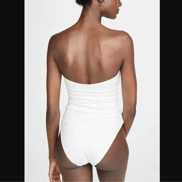Onia x WeWoreWhat Capri Eyelet One Piece Swimsuit Snow White XL